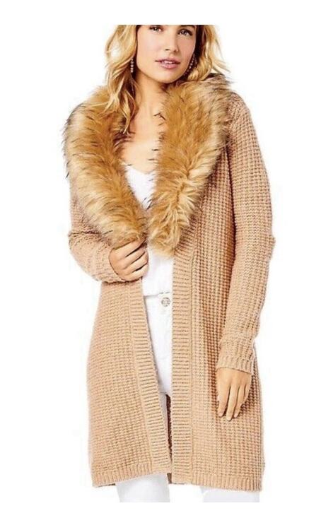 Lilly Pulitzer Sweaters - Lilly Pulitzer Adelaine Faux Fur Cardigan Sweater Heathered Tiki Hut Small S